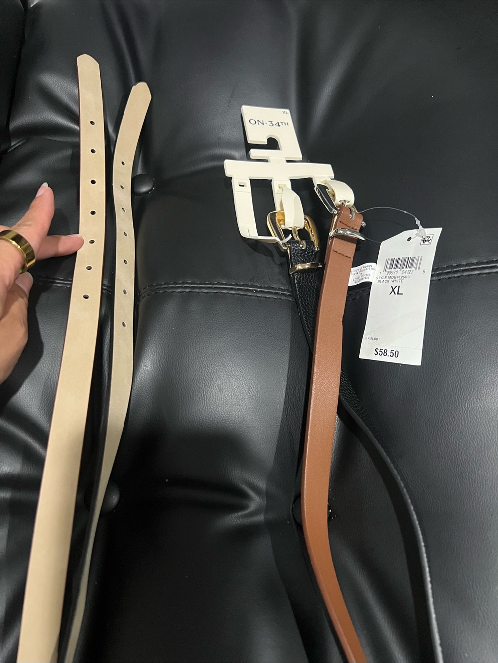Women's XL Leather Belt Set in Black and Tan — Classic Adjustable Straps